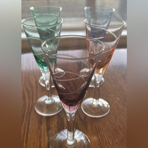Set of 5 vintage cordial wine tasting glasses